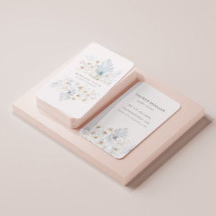 carte de visite floral bohème bleu