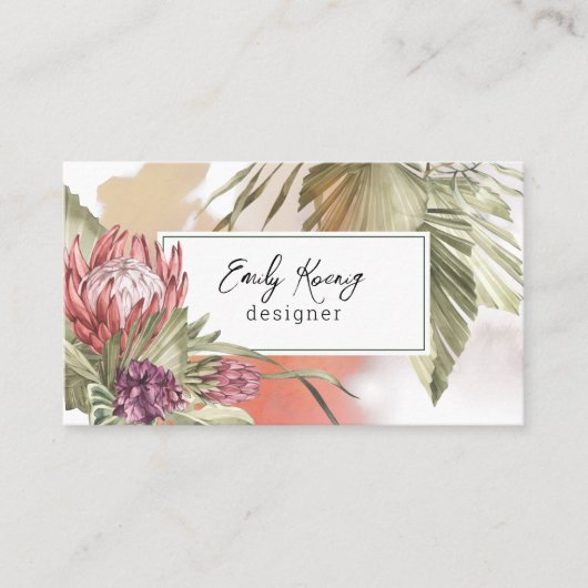 Carte De Visite Floral Boho coloré (Devant)