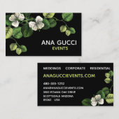 Carte De Visite Floral botanique vert blanc noir élégant moderne (Devant / Derrière)