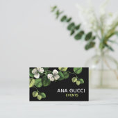 Carte De Visite Floral botanique vert blanc noir élégant moderne (Debout devant)