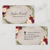 Carte De Visite Floral Bourgogne Peony Blush Russe (Devant / Derrière)