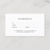 Carte De Visite Floral Business Gift Certificate Card (Dos)