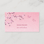 Carte De Visite Floral Cherry Blossom Pink Glitter QR Code (Devant)