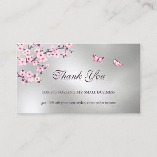 Carte De Visite Floral Cherry Blossom Thank You Business Card