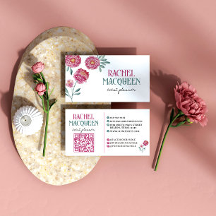 Carte De Visite Floral Chic Moderne Flores Aquarelle