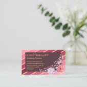Carte de visite floral Chic Rose Gold Stripes (Debout devant)
