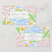 Carte De Visite Floral coloré rétro (Devant / Derrière)