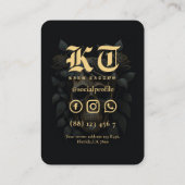 Carte De Visite Floral Crâne or stylé tatoueur (Dos)