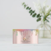 Carte De Visite Floral Cupcake Rolling Pin Rainbow Drips Bakery (Debout devant)