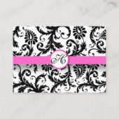 Carte De Visite Floral Damas noir et blanc avec finition rose (Dos)