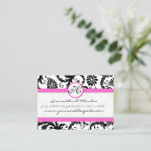 Carte De Visite Floral Damas noir et blanc avec finition rose (Debout devant)