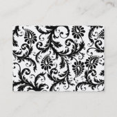 Carte De Visite Floral Damas noir et blanc avec finition rose (Dos)