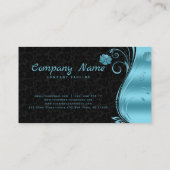 Carte De Visite Floral Damask Blue Swirl (Dos)