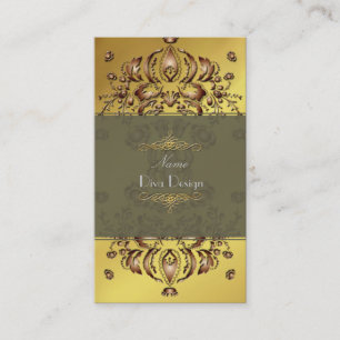 Carte de visite Floral Damask cuivre sur or
