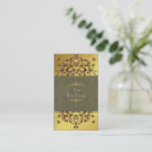 Carte de visite Floral Damask cuivre sur or (Debout devant)