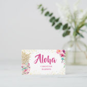 Carte de visite floral d'ananas rose tropicale (Debout devant)