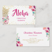 Carte de visite floral d'ananas rose tropicale (Devant / Derrière)