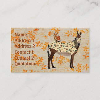 Carte de visite floral d'âne et de hibou
