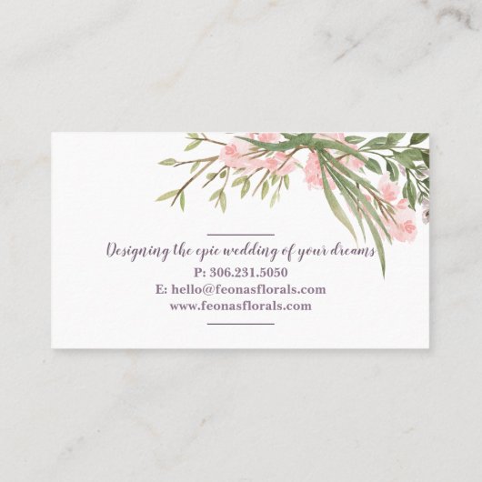Carte de visite floral d'aquarelle (Dos)