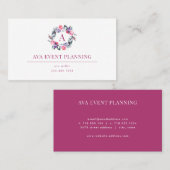 Carte de visite floral d'aquarelle de monogramme (Devant / Derrière)