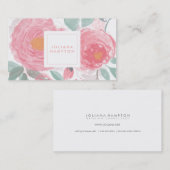 Carte de visite floral d'aquarelle peinte à la (Devant / Derrière)