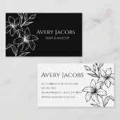 Carte De Visite Floral de Boho noir et blanc moderne unique (Devant / Derrière)
