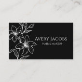 Carte De Visite Floral de Boho noir et blanc moderne unique (Devant)
