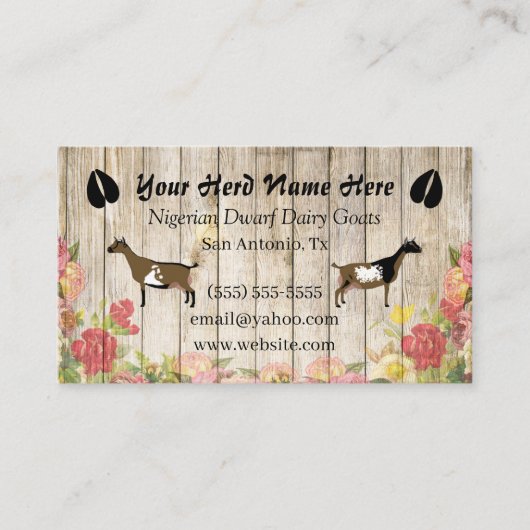 Carte de visite Floral de chèvre laitière nigérian (Devant)