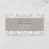 Carte de visite floral de damassé grise de Lydia (Dos)
