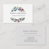 Carte de visite floral de guirlande d'aquarelle (Devant / Derrière)