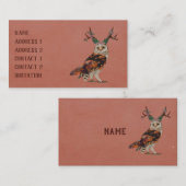 Carte de visite FLORAL de HIBOU d'ANTLER (Devant / Derrière)