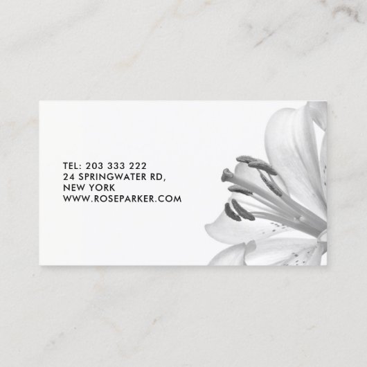 Carte de visite floral de lis (Dos)