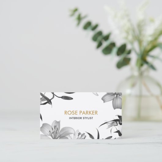 Carte de visite floral de lis (Debout devant)