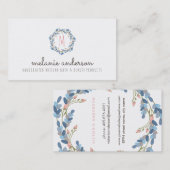 Carte de visite floral de monogramme de guirlande (Devant / Derrière)