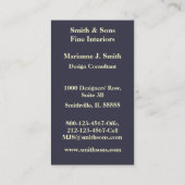 Carte de visite floral de Nouveau d'art (Dos)