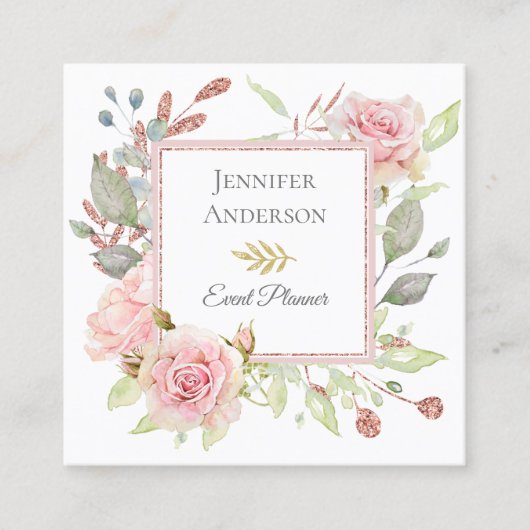 Carte de visite floral de parties scintillantes (Devant)