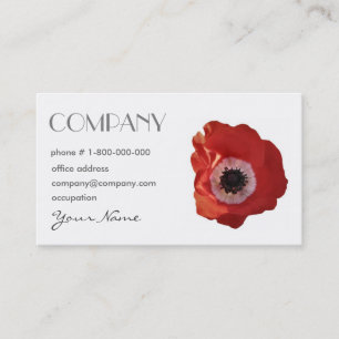 Carte de visite floral de pavot rouge