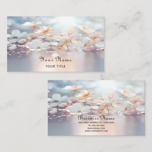 Carte de visite floral de Pêche blanche (Devant / Derrière)
