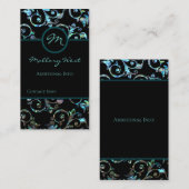 Carte de visite Floral de perle Turquoise (Devant / Derrière)
