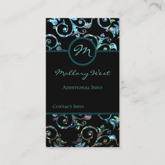 Carte de visite Floral de perle Turquoise (Devant)