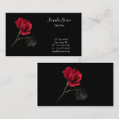 Carte de visite floral de rose rouge (Devant / Derrière)