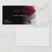 Carte de visite floral de rose rouge (Devant / Derrière)