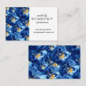 Carte de visite floral de roses bleus (Devant / Derrière)
