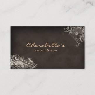 Carte de visite floral de spa à la mode beige de