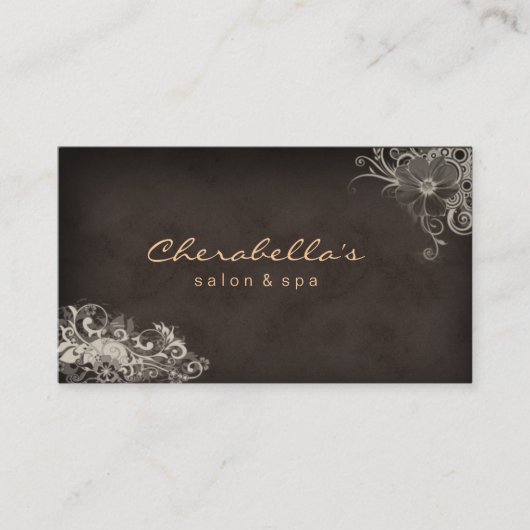 Carte de visite floral de spa à la mode beige de (Devant)