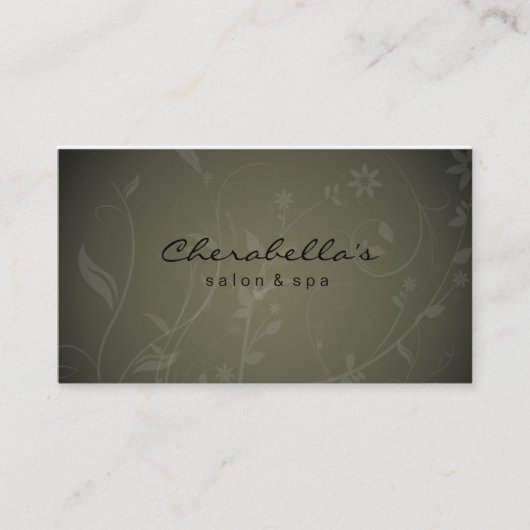 Carte de visite floral de spa vert de salon (Devant)
