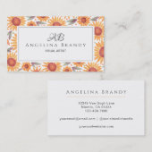 Carte de visite floral de tournesol jaune moderne (Devant / Derrière)