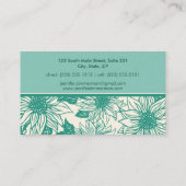Carte de visite floral de tournesols turquoise (Dos)