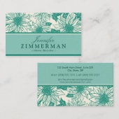 Carte de visite floral de tournesols turquoise (Devant / Derrière)