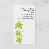 Carte de visite floral de vert de chaux (Dos)